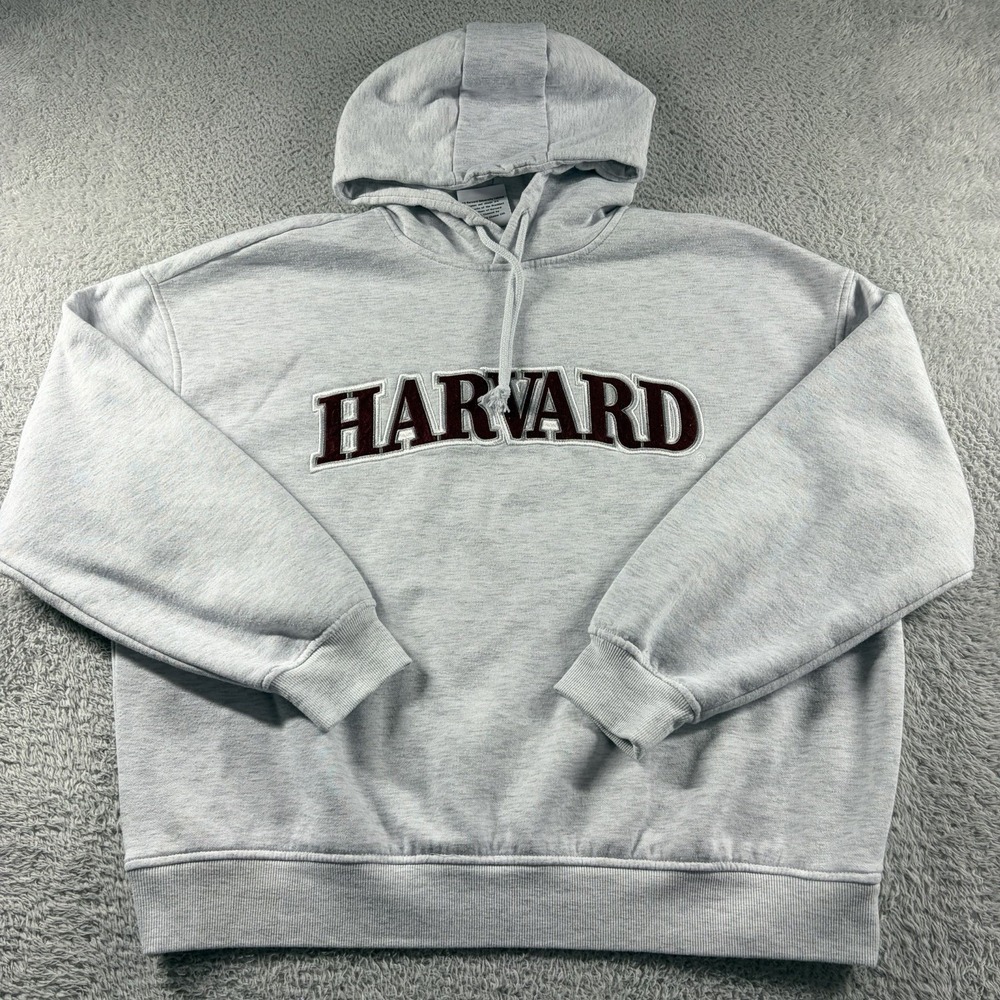 Harvard Hoodie Mens Small Gray Oversized Fit Ivy League College Spell Out